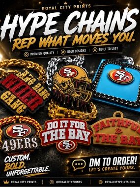 Royal City Prints San Francisco 49ers Gold & Red Hype Chain Pendant